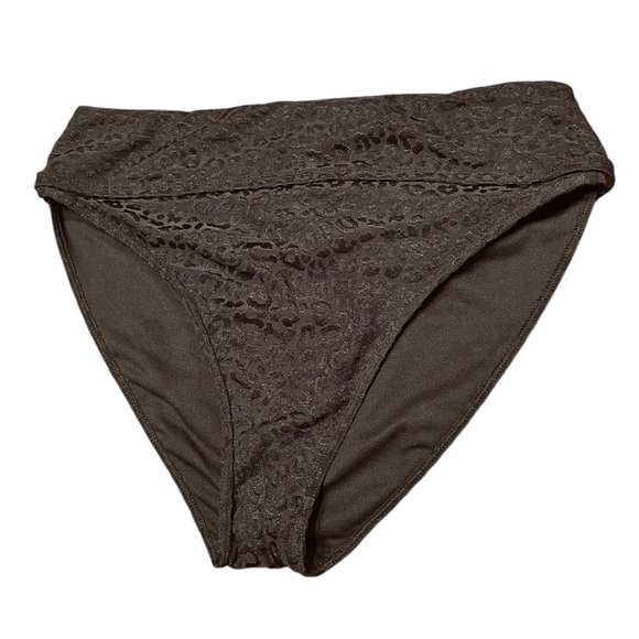 Freshwater High Waisted Black Leopard Print Bikini Bottom Size L - Picture 3 of 9